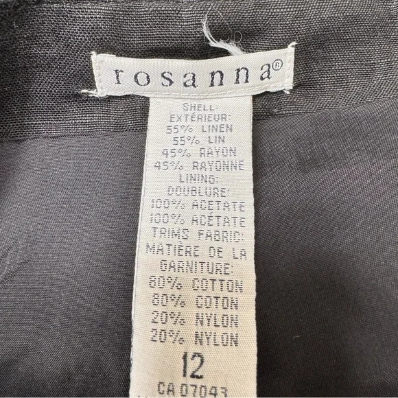 Rosanna Black High Rise Linen Cotton Cropped Pants Size 12 - Picture 8 of 12